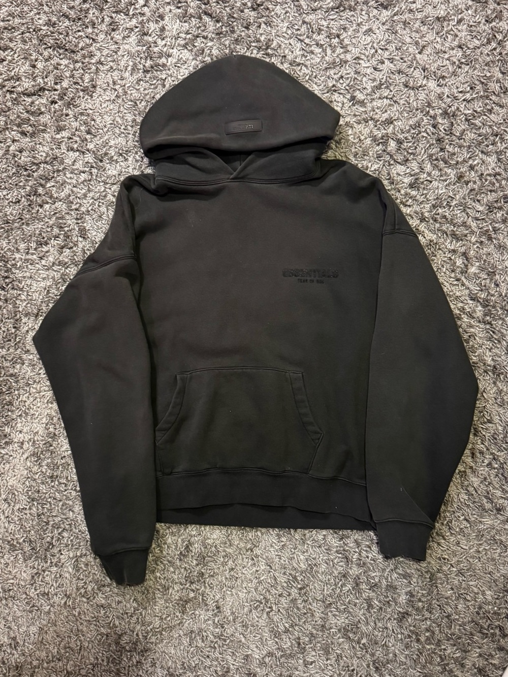 Essentials Men's Black Pullover Hoodie with Subtle Logo